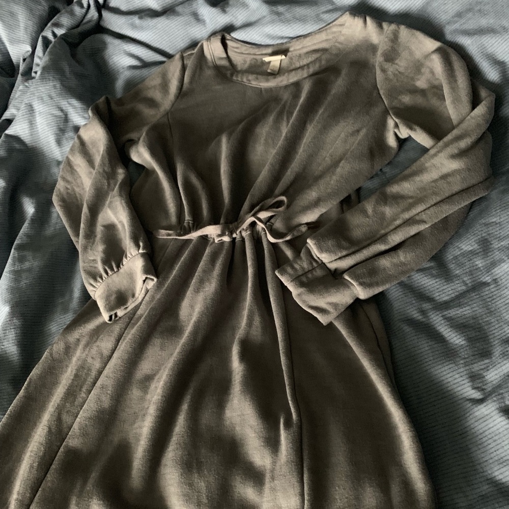 Cinched Waist Sweat Shirt Dress